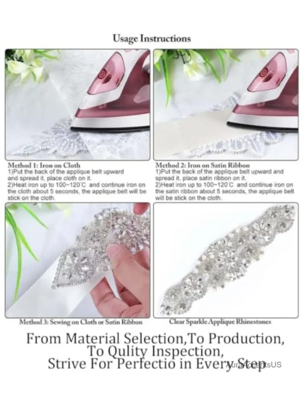 Rhinestone Bridal Belt Crystal Pearl Wedding Sash Bead Trim Gown Accessory